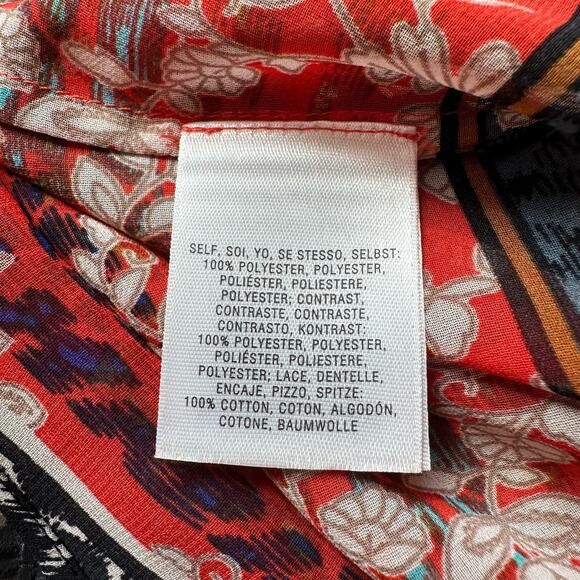 Meadow Rue Anthropologie black, orange and cream floral sleeveless top size S - Picture 8 of 12